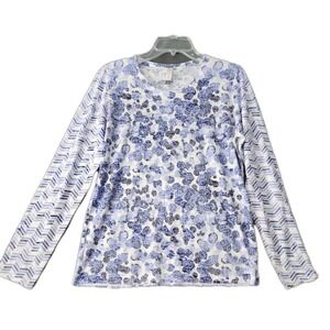 Sundance Whimsy Rose Baby-Waffle Burnout Long Sleeve Thermal Crew Tee Dots Sz L